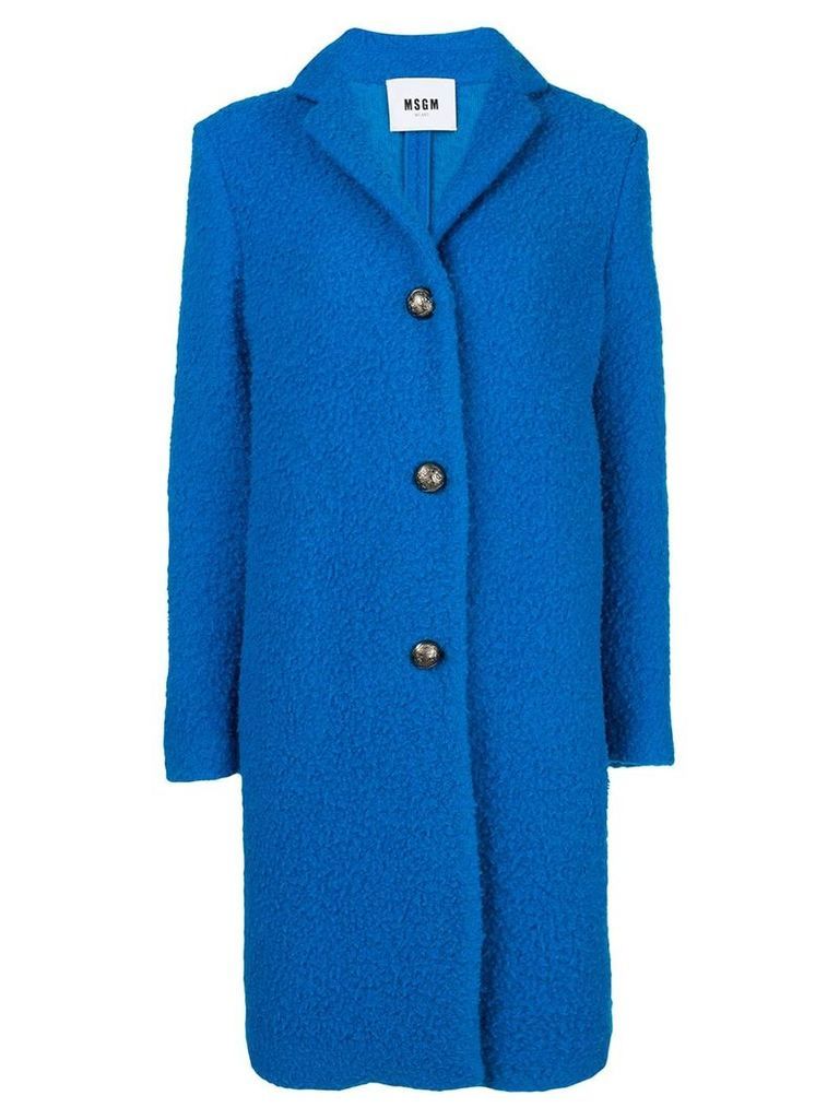 MSGM textured single breast coat - Blue