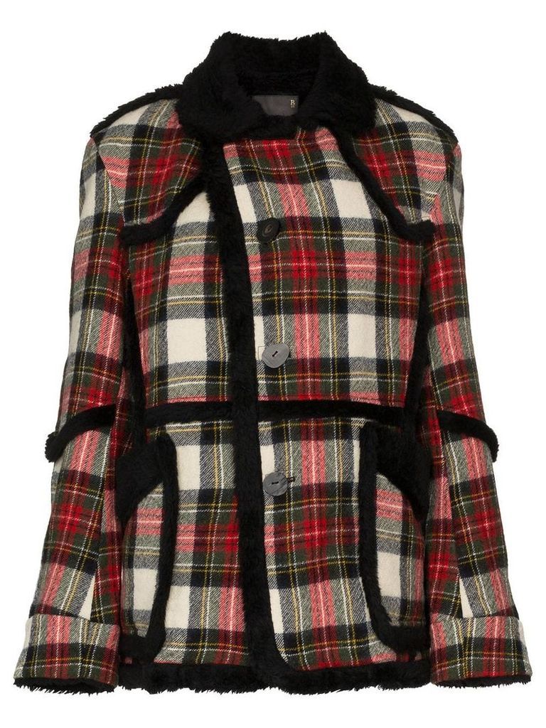 R13 oversized check shearling wool coat - Multicolour