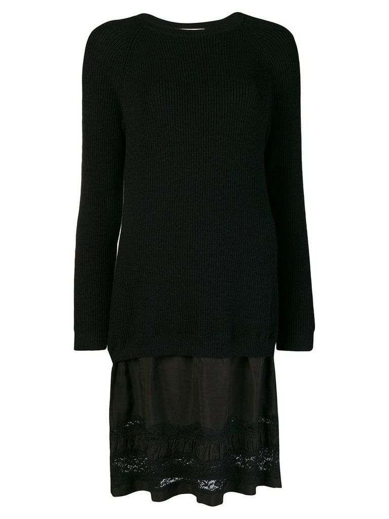 Moschino lace-panelled sweater dress - Black