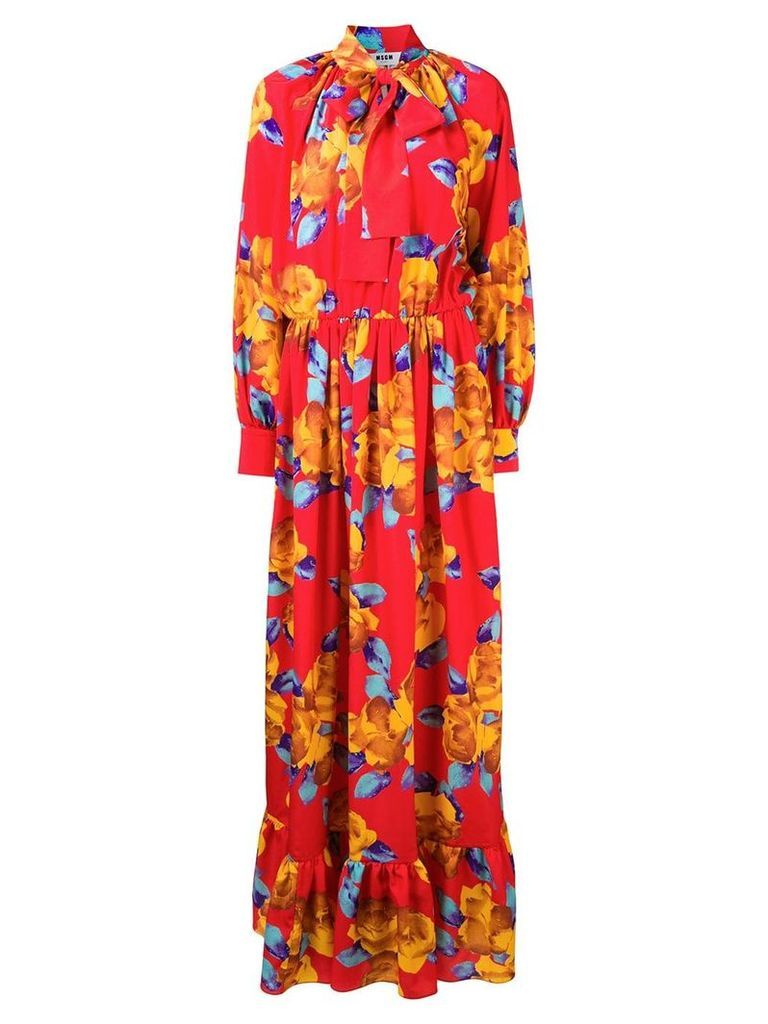 MSGM floral long dress - Red