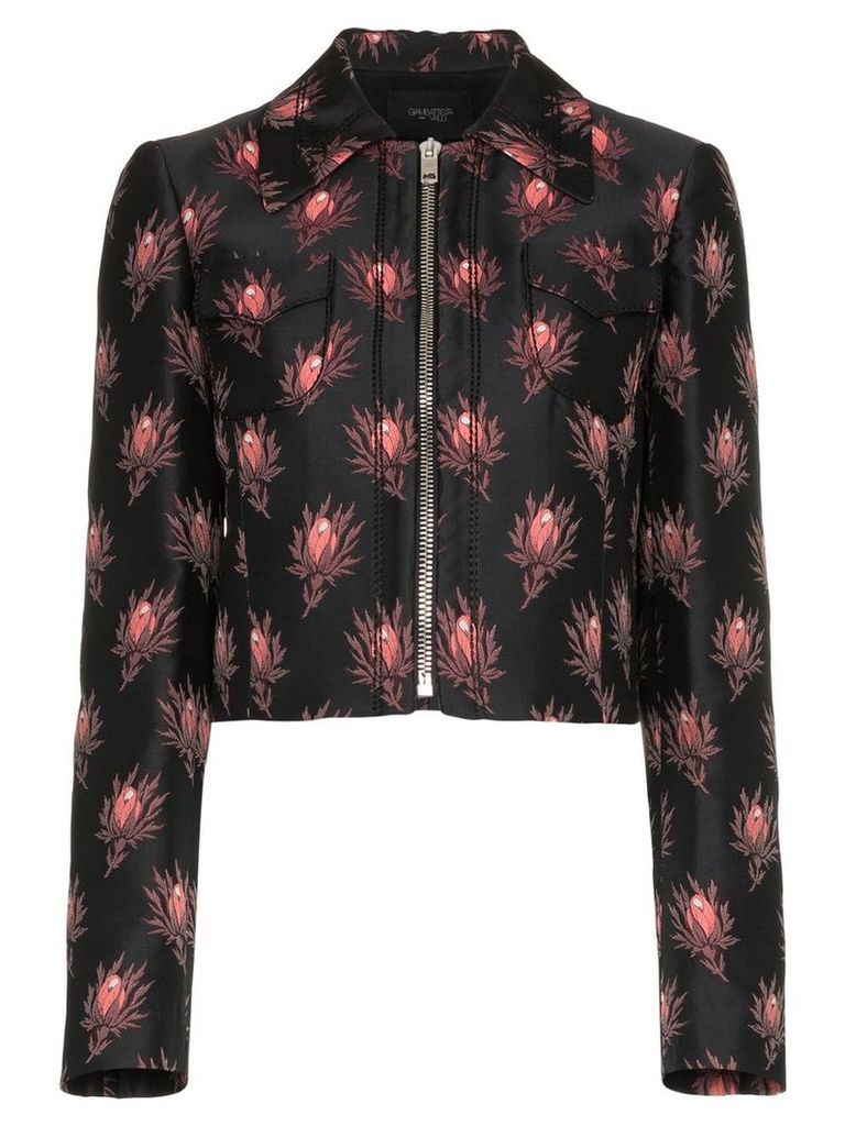 Giambattista Valli floral print cropped jacket - Black