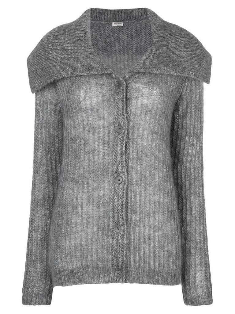 Miu Miu oversized collar cardigan - Grey