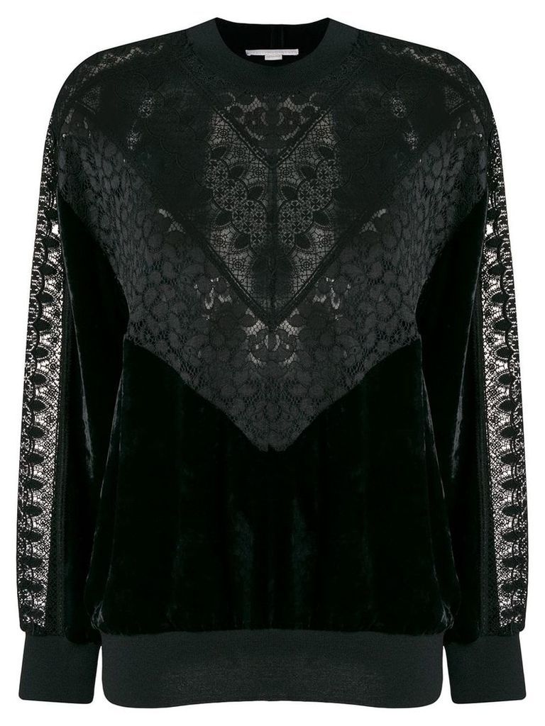 Stella McCartney lace and velvet sweatshirt - Black