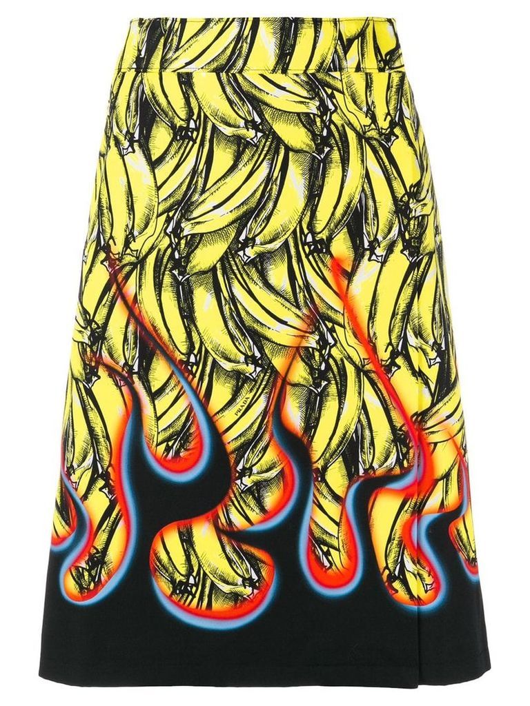 Prada banana-print A-line skirt - Yellow