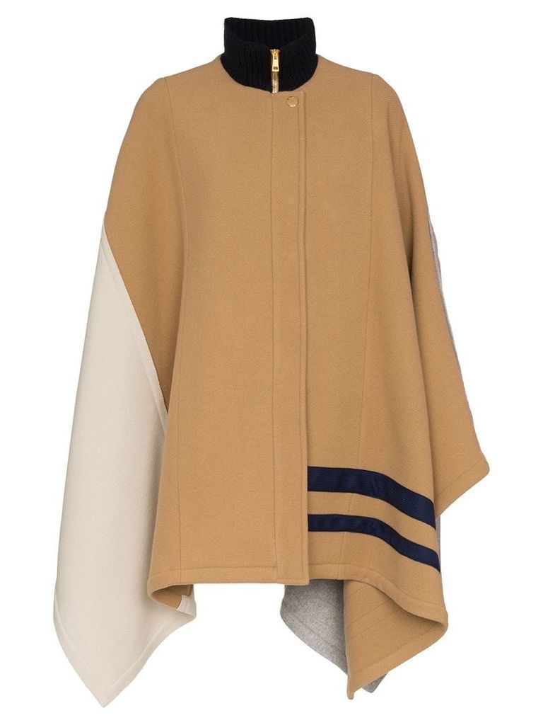 Chloé colour block cape coat - Brown