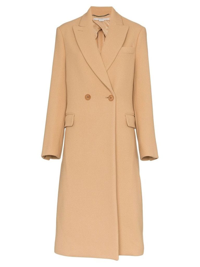 Stella McCartney double breasted wool coat - Brown