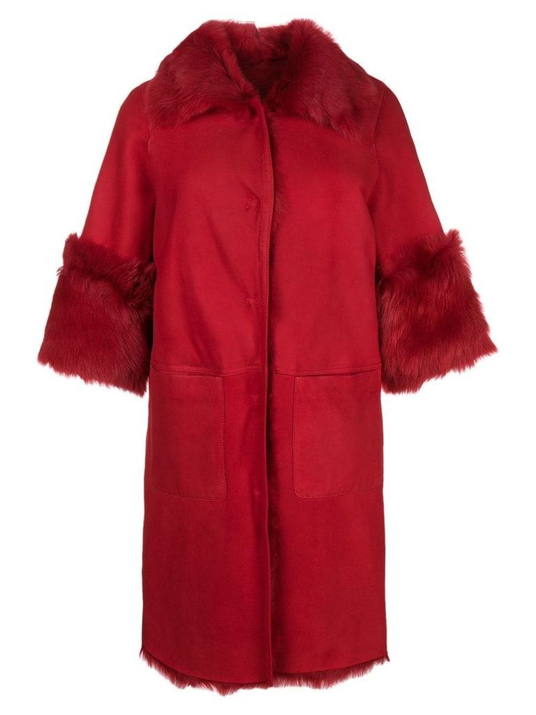 Desa 1972 shearling oversized coat - Red
