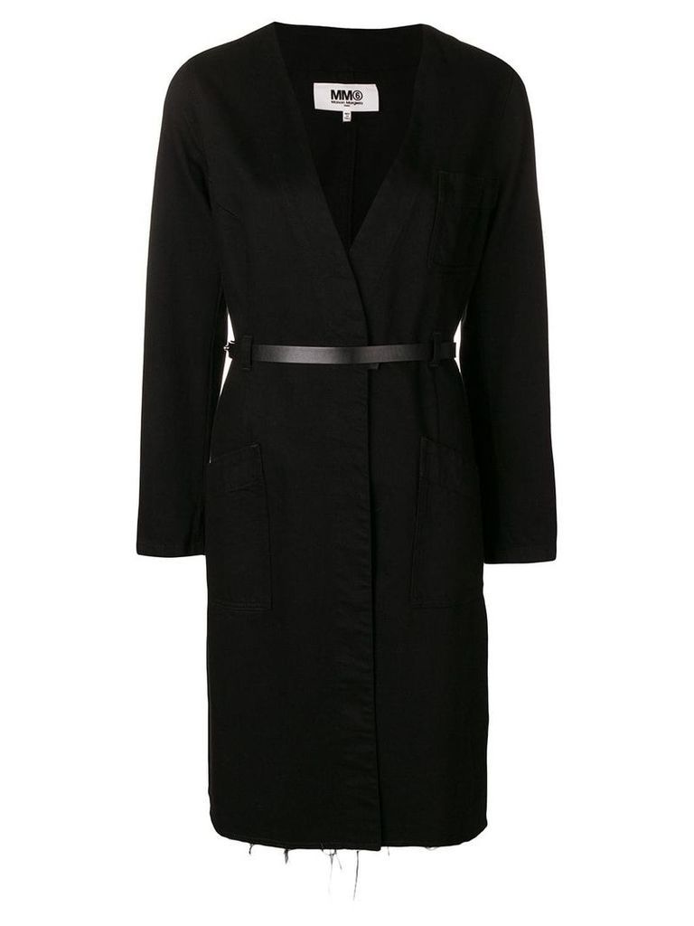 Mm6 Maison Margiela belted single breasted coat - Black
