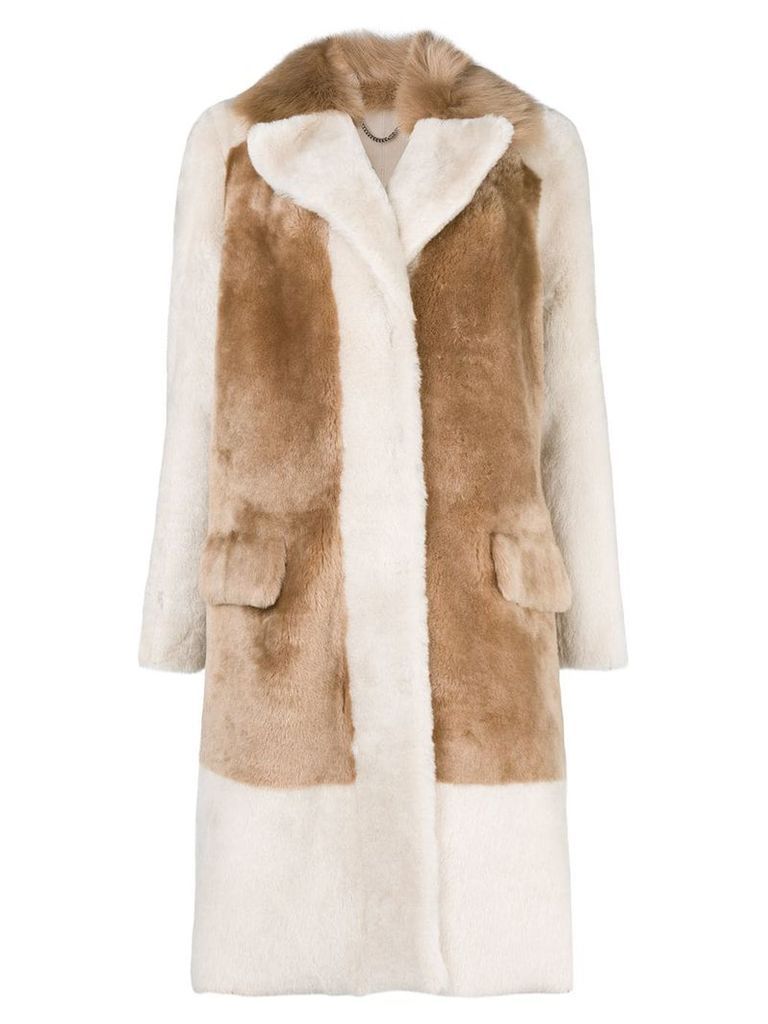 Desa 1972 single-breasted contrast coat - NEUTRALS
