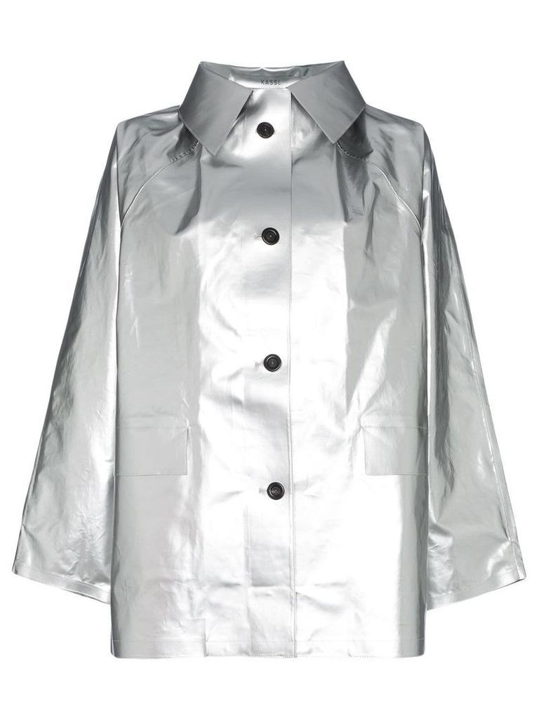 Kassl Editions single breasted buttoned cotton blend coat - Metallic