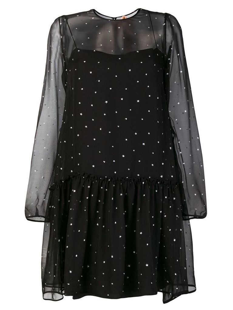 Nº21 glitter star sheer-layer dress - Black