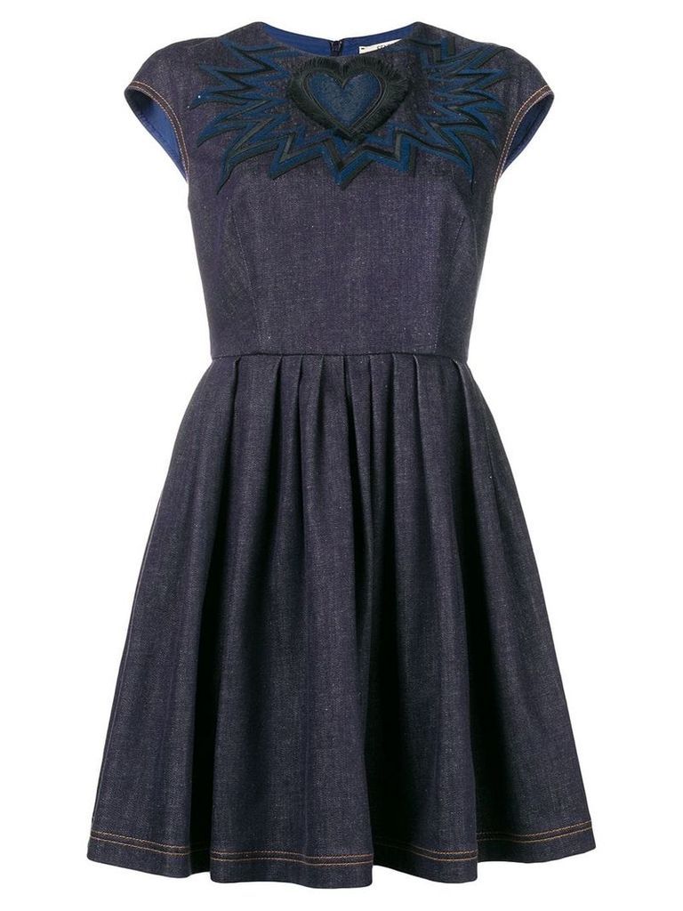 Fendi chambray heart mini dress - Blue
