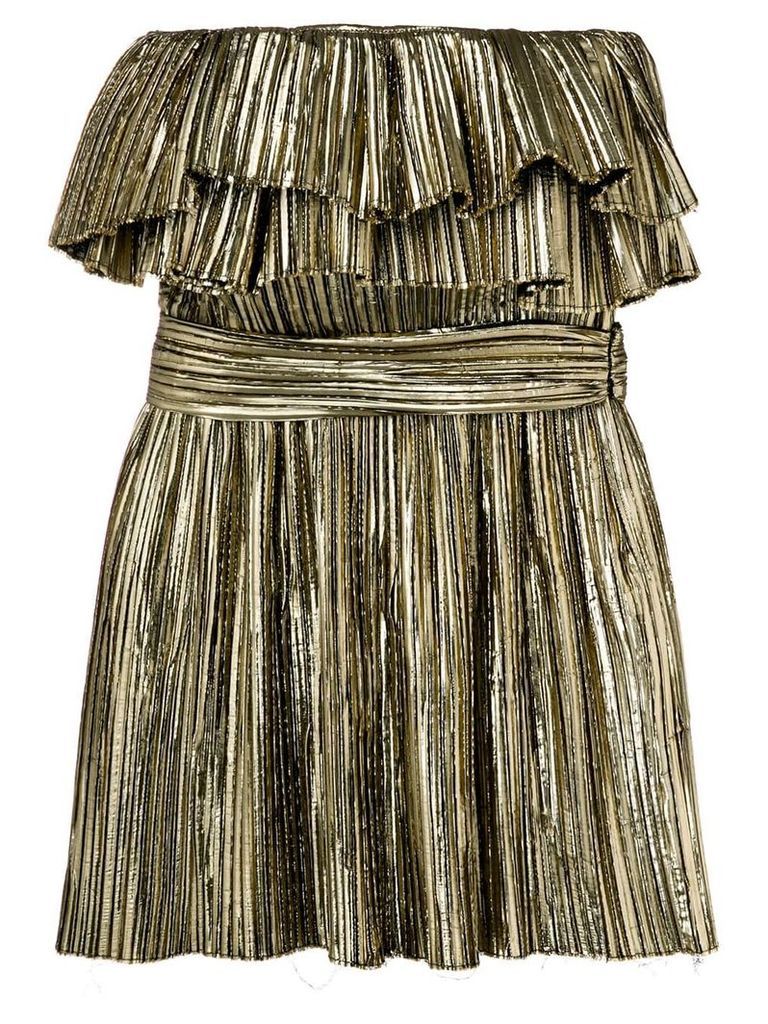Saint Laurent metallic ruffle cocktail dress