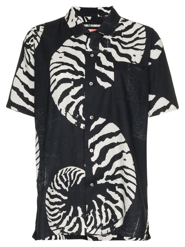 Double Rainbouu Beach House shell print cotton Hawaiian shirt - Black