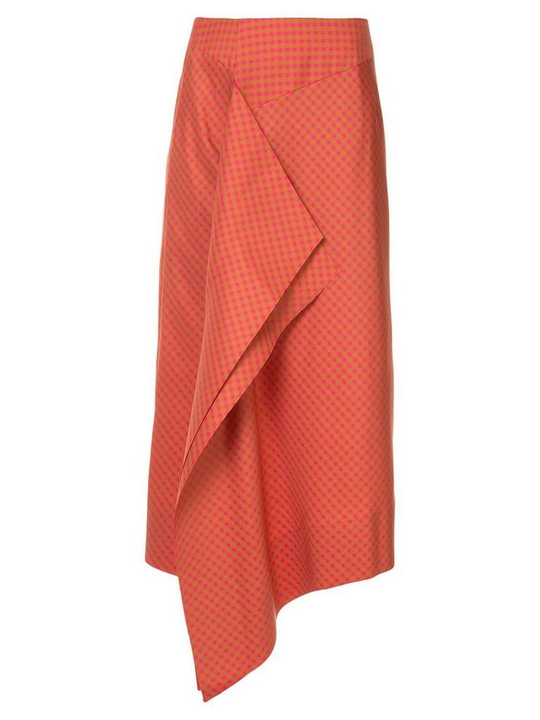 Irene gingham-print asymmetric skirt - Multicolour