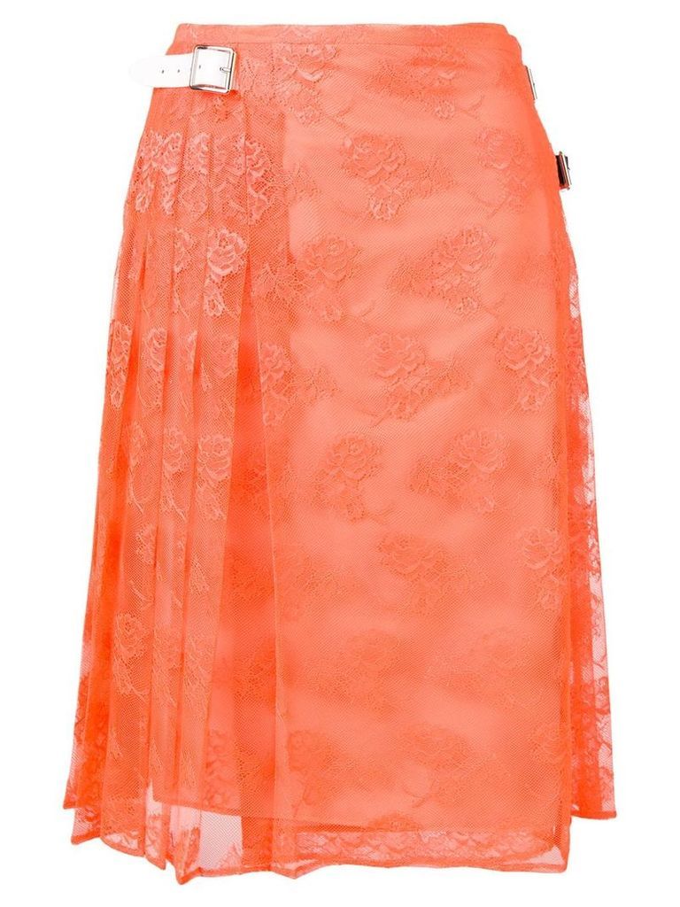 Christopher Kane pleated floral lace skirt - Yellow