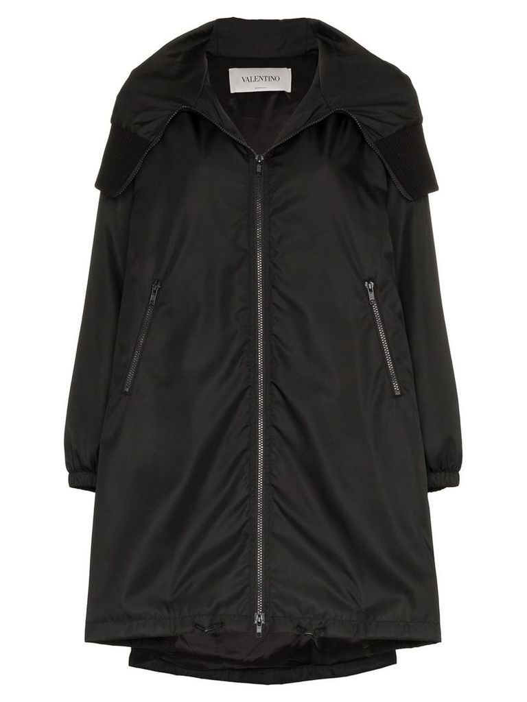 Valentino VLTN logo hooded coat - Black