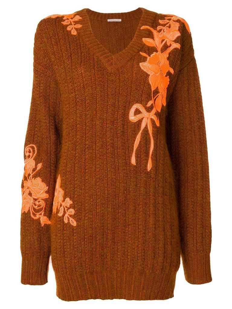 Christopher Kane oversized embroidered sweater - Brown