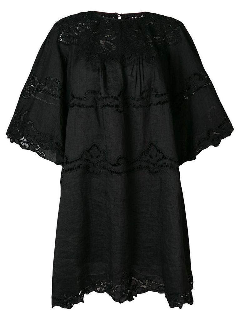 Isabel Marant embroidered flared mini dress - Black