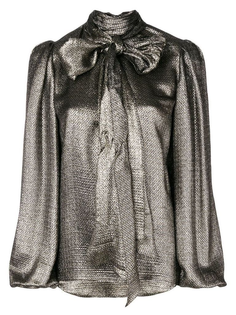 Saint Laurent metalized bow blouse - Metallic