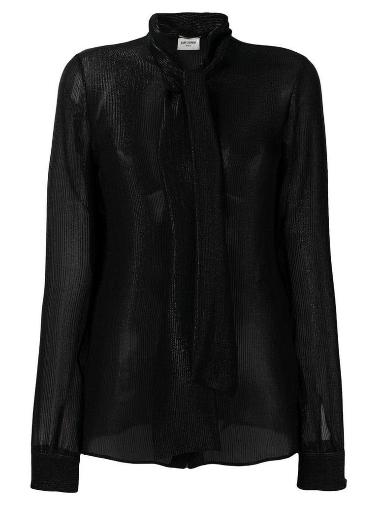 Saint Laurent sheer pussy bow blouse - Black