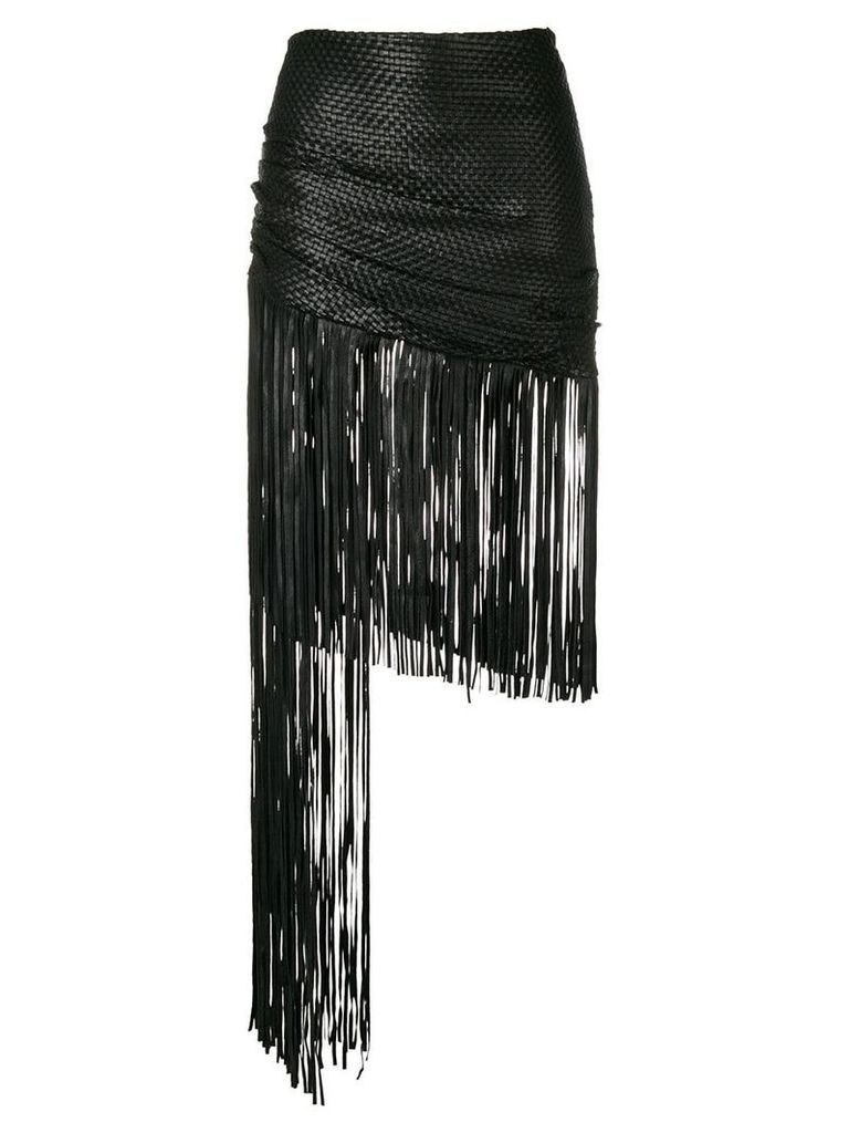 Magda Butrym asymmetric fringed skirt - Black