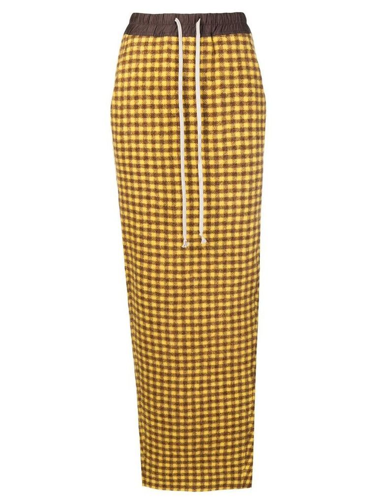 Rick Owens gingham check pencil skirt - Yellow