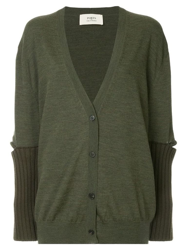 Ports 1961 slit sleeve knitted cardigan - Green