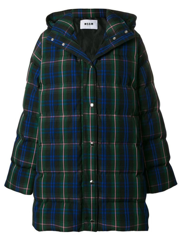 MSGM plaid quilted coat - Green