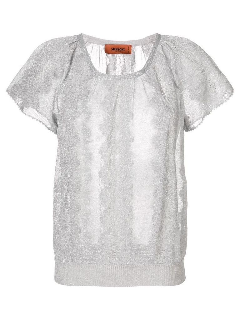 Missoni embroidered short-sleeve top - Grey