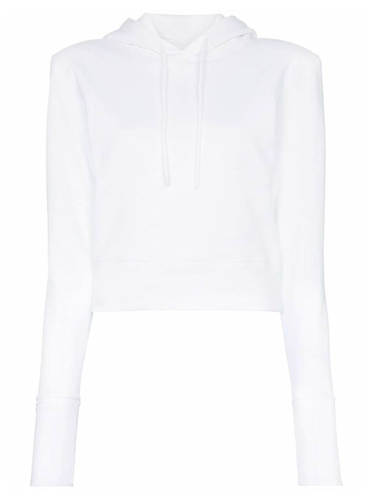 A Plan Application White cropped fitted cotton hoodie