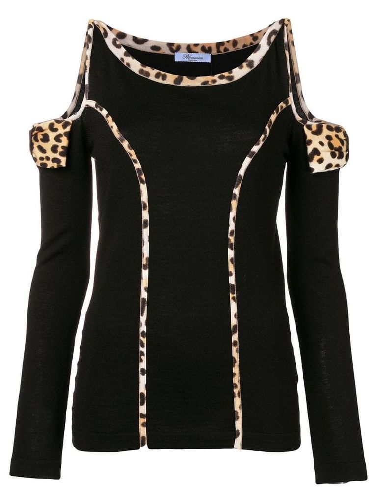 Blumarine leopard print trim sweater - Black