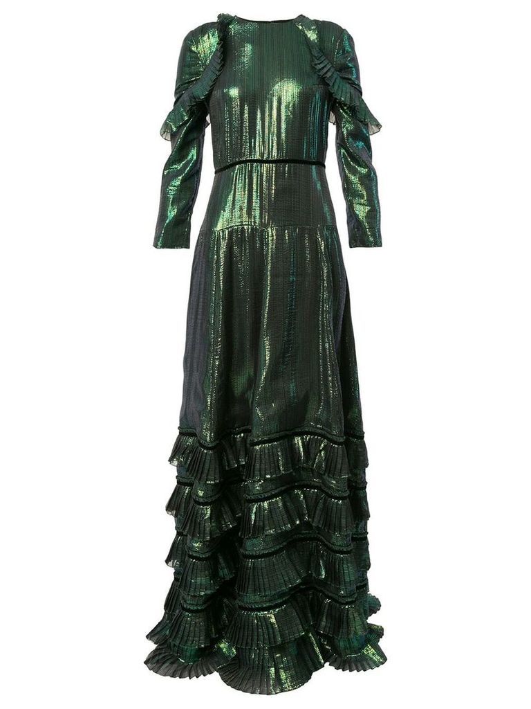 Huishan Zhang metallic ruffled dress - Green