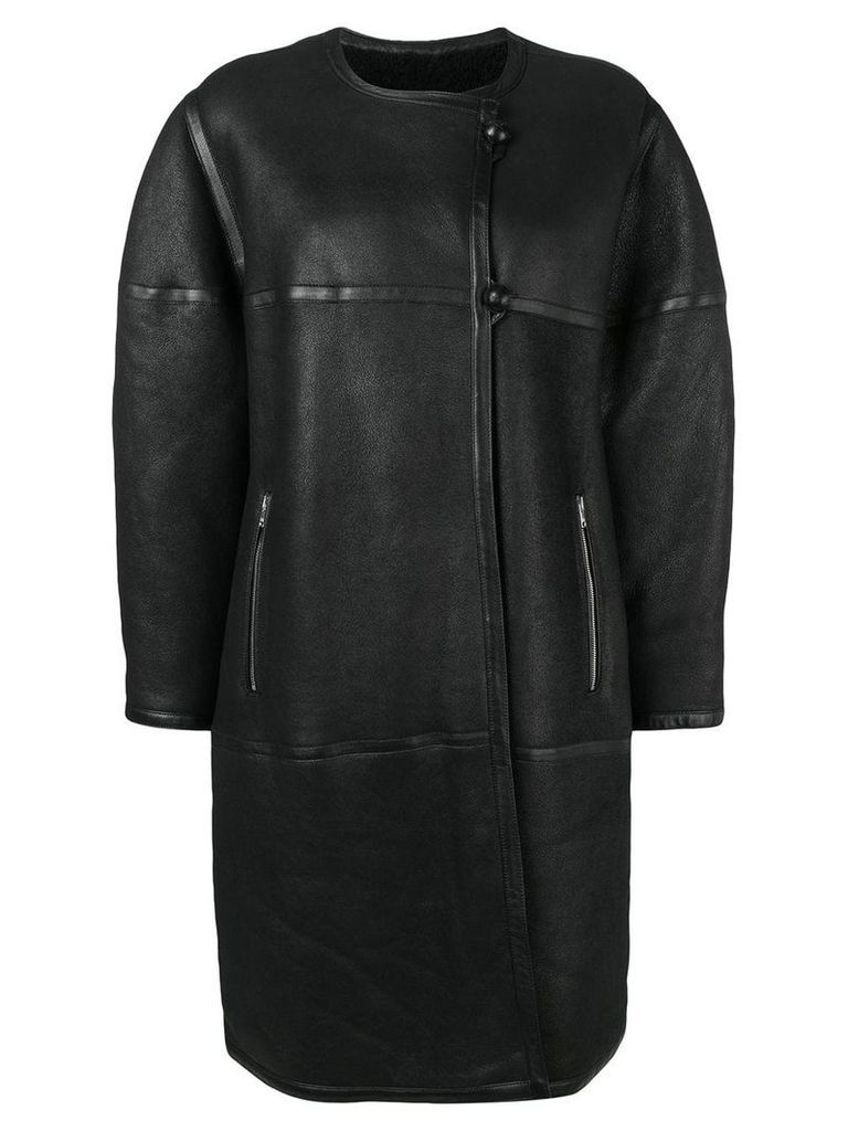 Isabel Marant oversized boxy fit shearling coat - Black