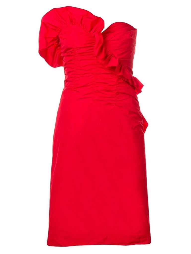Alexa Chung ruched strapless dress - Red