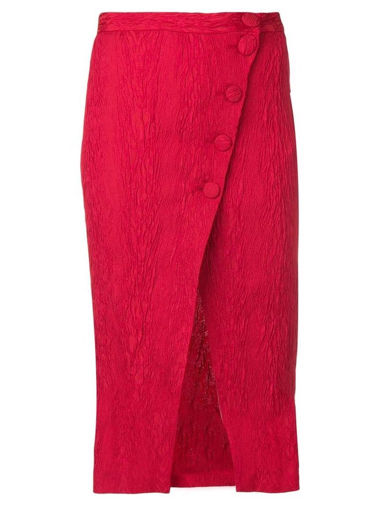Alexa Chung split wrap front midi skirt - Red