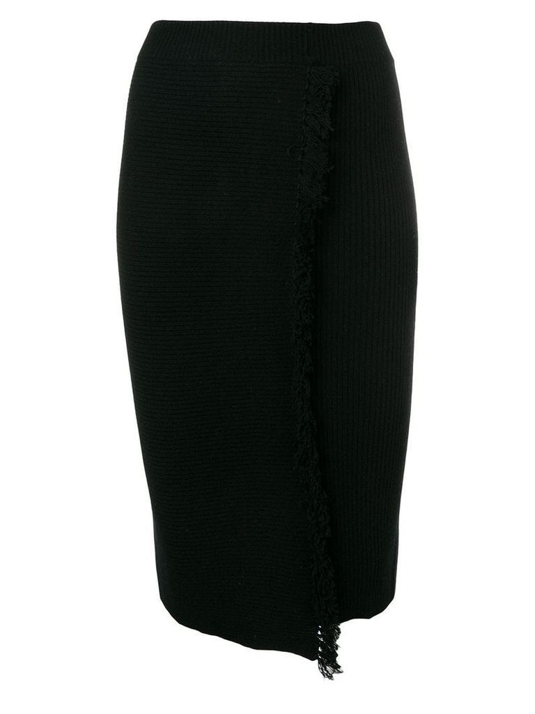 Cashmere In Love high-waisted fringed skirt - Black