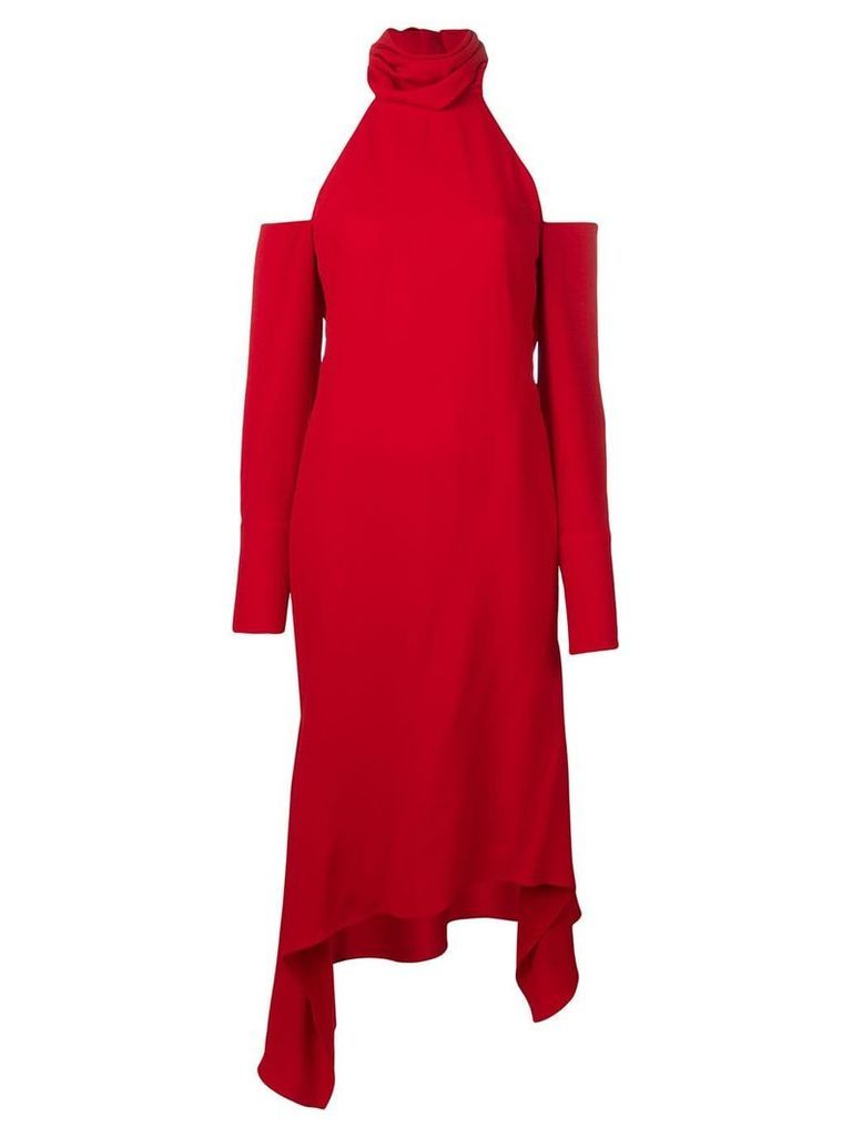 Monse high neck drape hem dress - Red