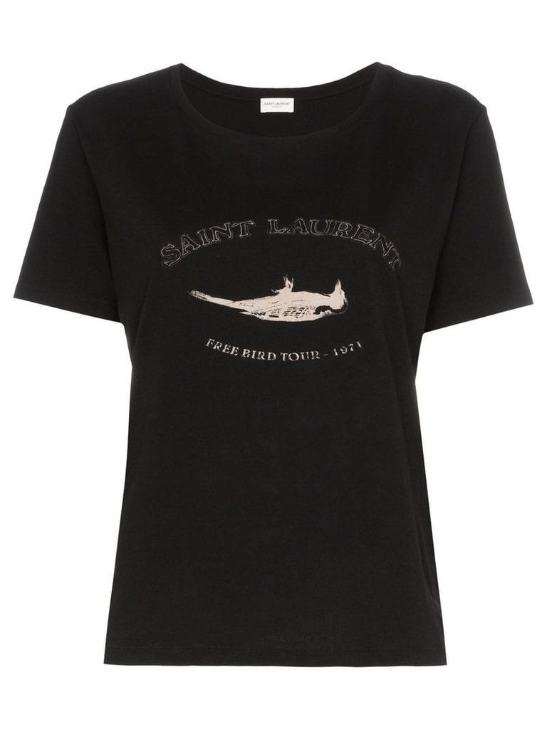 Saint Laurent free bird logo cotton T-shirt - Black