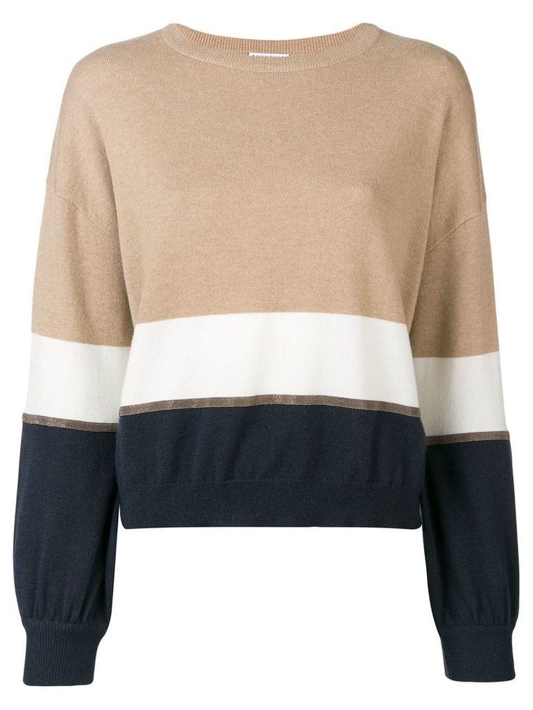 Brunello Cucinelli slouchy colour block sweater - Neutrals