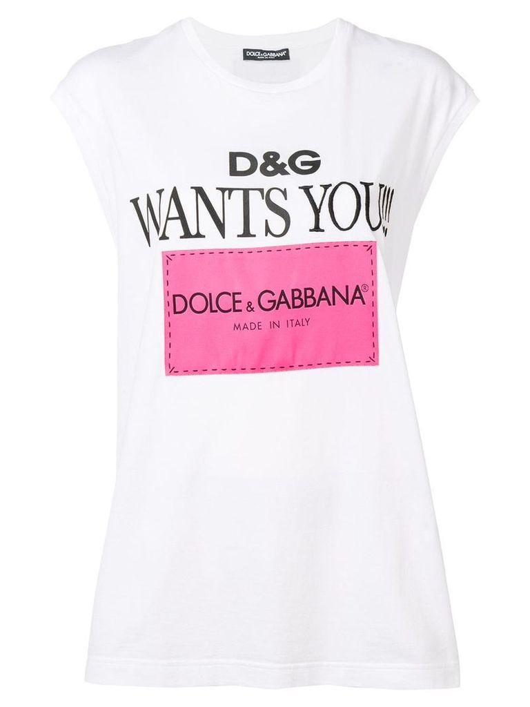 Dolce & Gabbana logo print sleeveless top - White