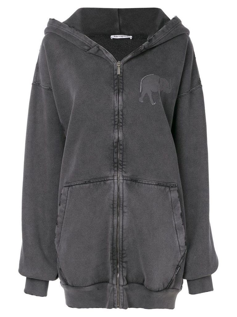 Balenciaga elephant zip-up hoodie - Black