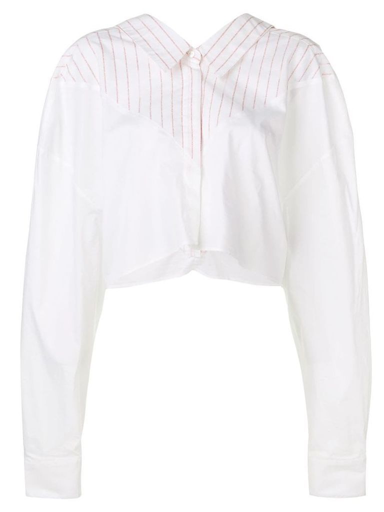 UNRAVEL PROJECT stripe panel cropped shirt - White