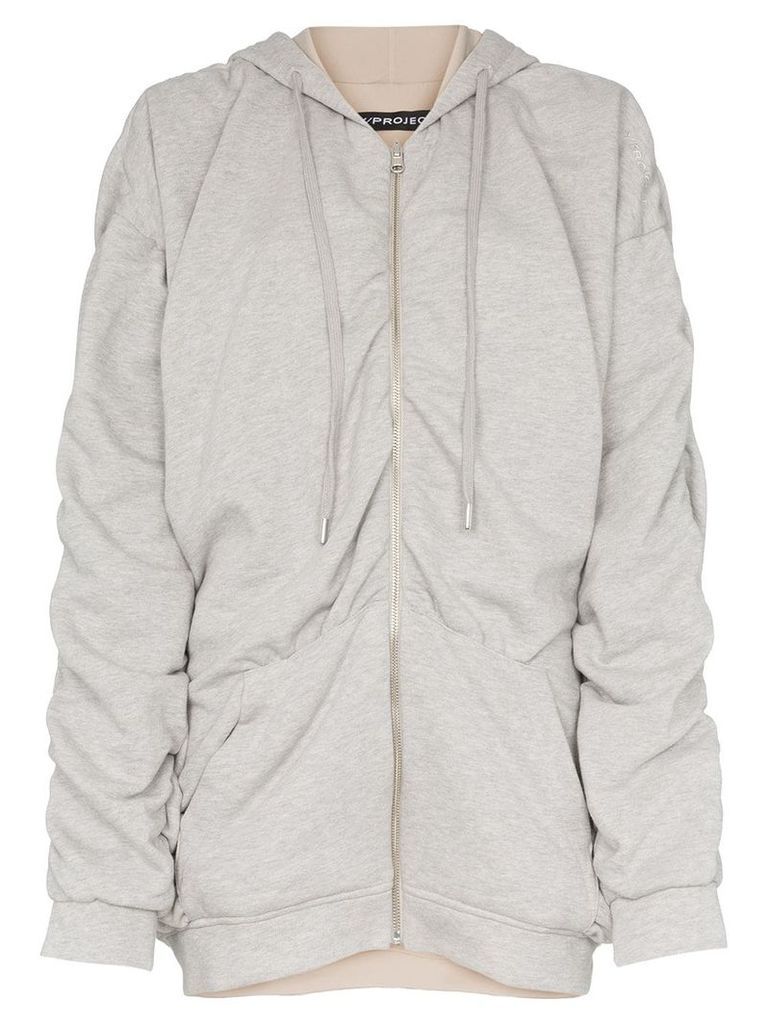 Y/Project reversible gathered detailing hooded jumper - Grey