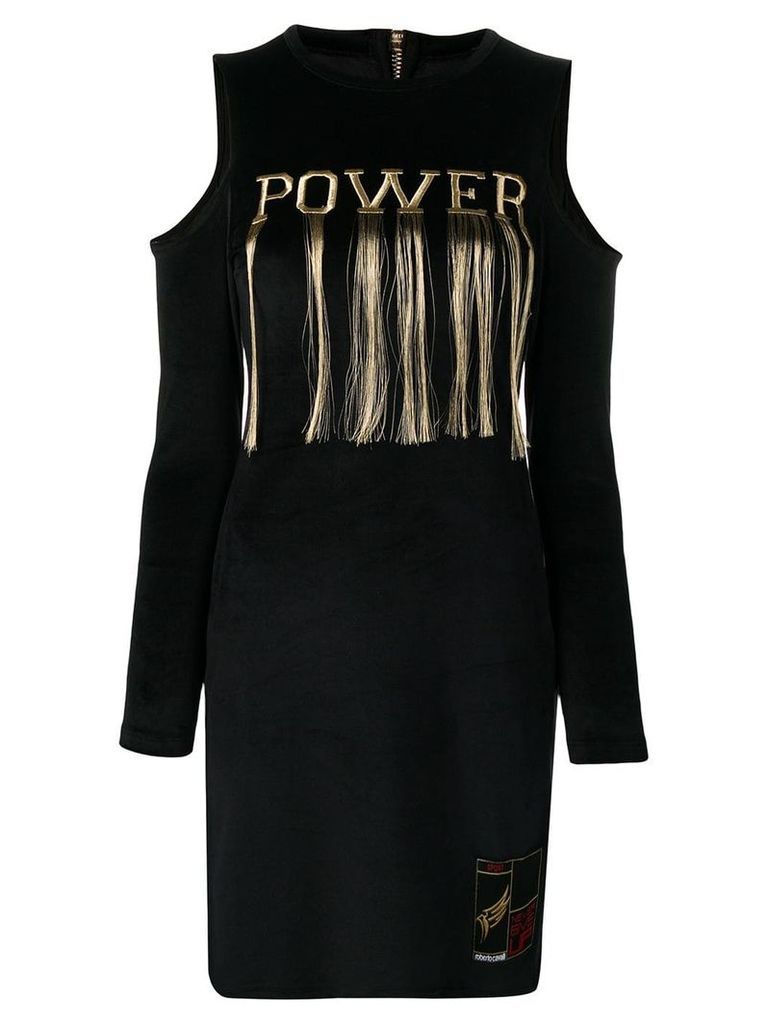 Roberto Cavalli embroidered 'power' dress - Black