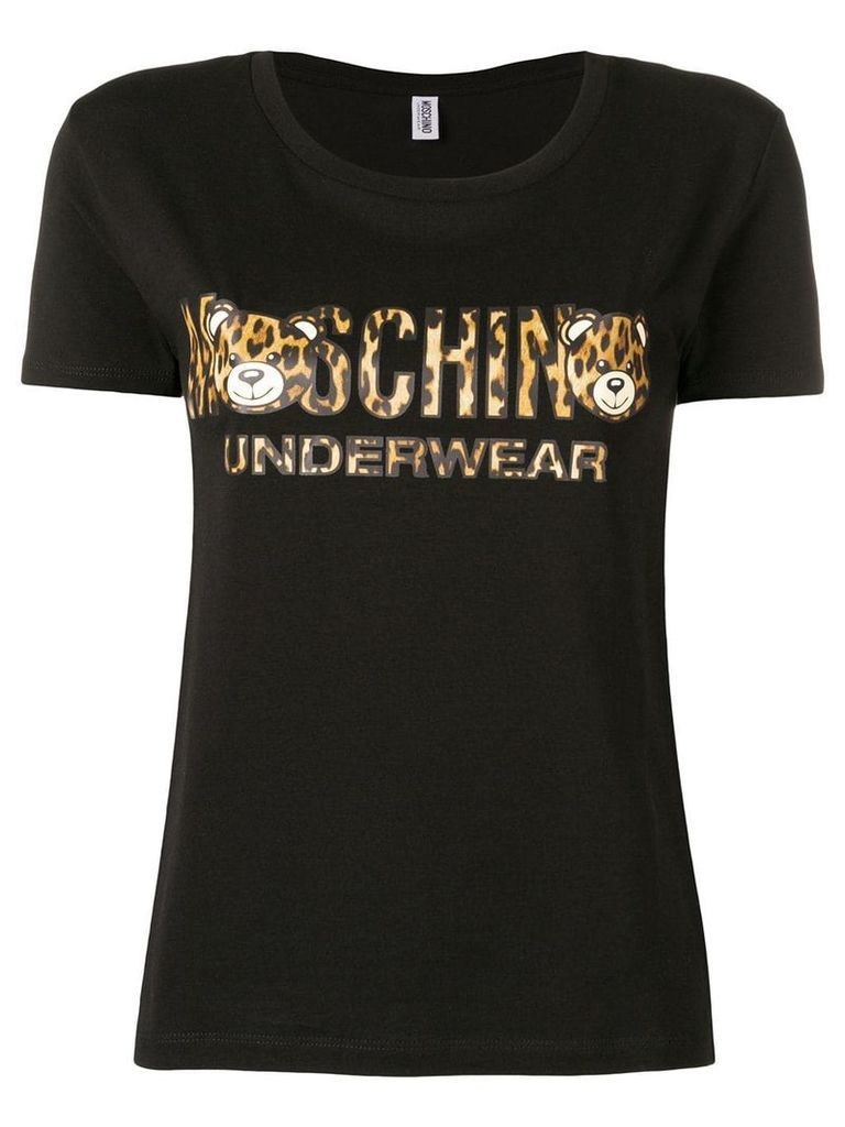 Moschino leopard logo T-shirt - Black