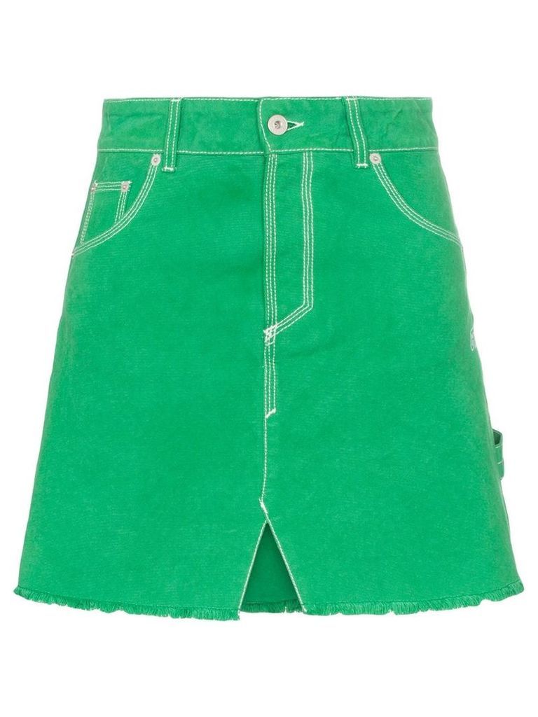 Heron Preston high-waisted denim A-line skirt - Green