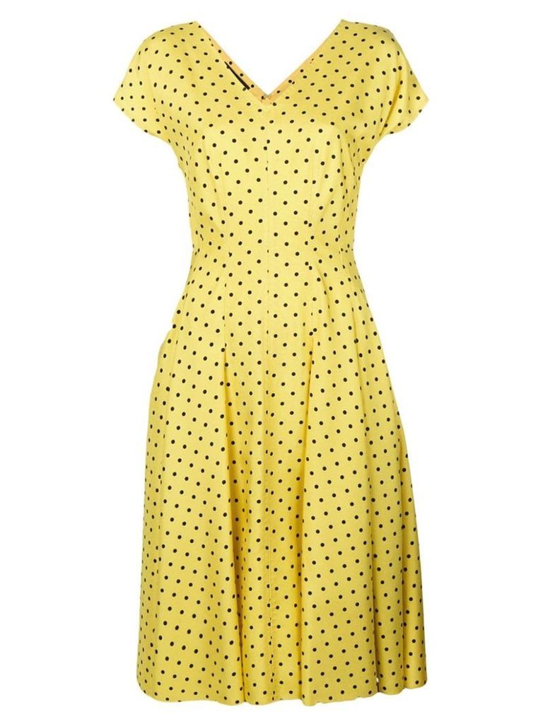 Talbot Runhof polka dot flared dress - Yellow