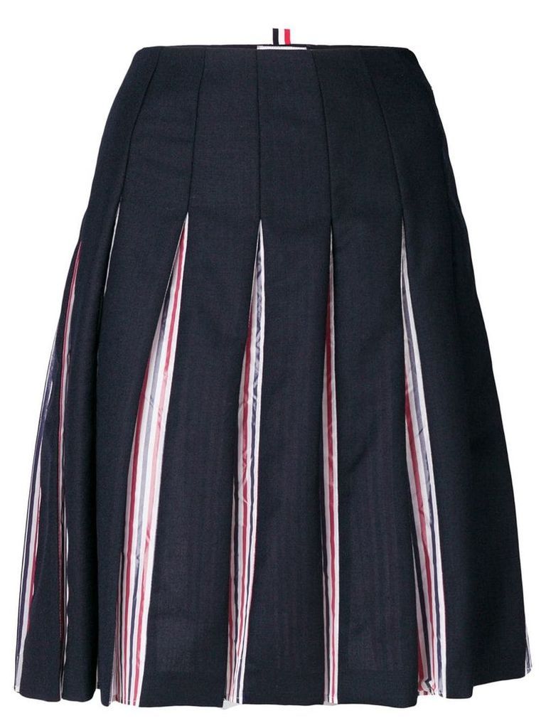 Thom Browne tricolour lined pleated skirt - Blue