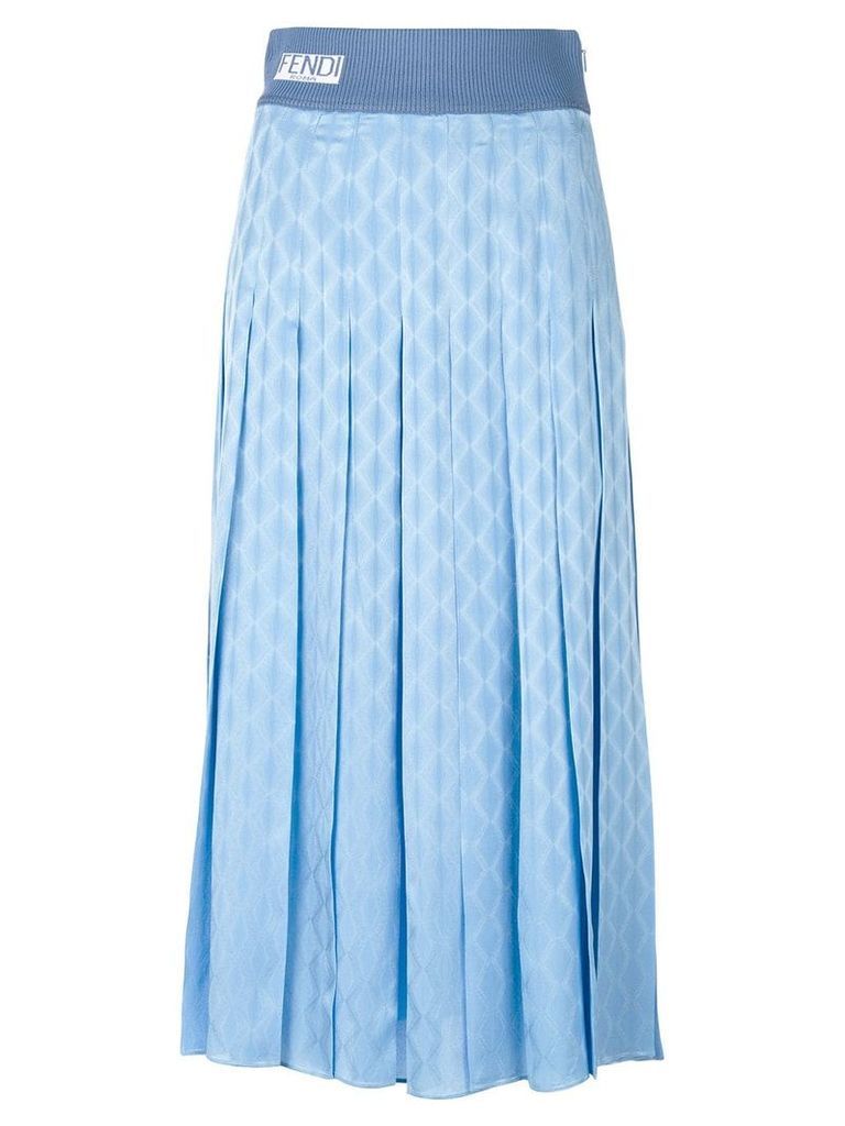 Fendi geometric print pleated skirt - Blue
